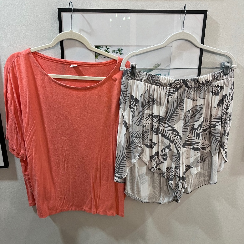 Coral & Palm Tree PJ Set